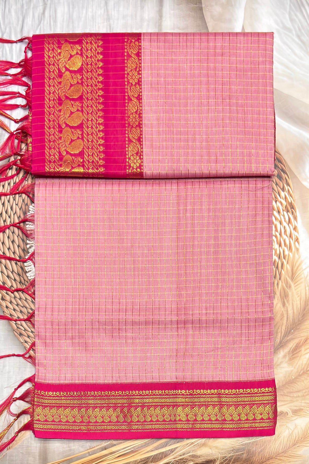Kalyani Cotton Checks | KCCH03 | Pink with Rose