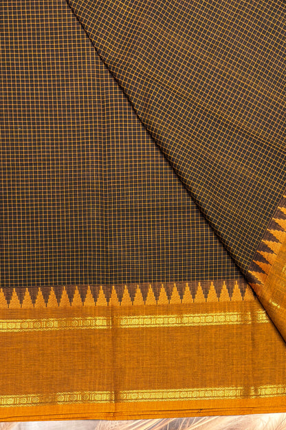 Meenakshi - Kanchi  Cotton | Black With Mustard | MCK35