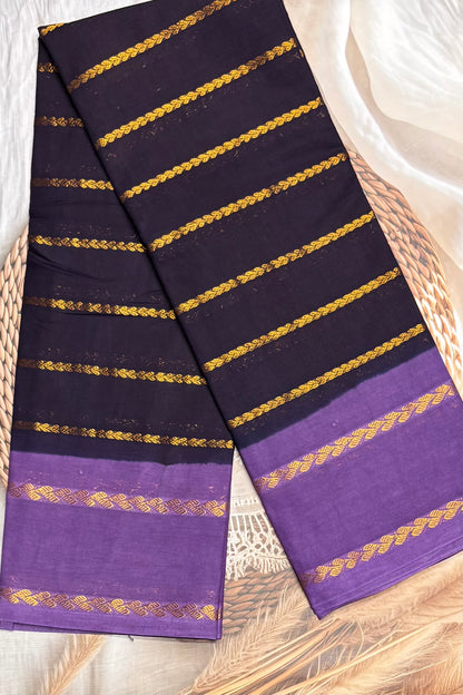 Premium Velthari Sungudi Cotton Saree  | Blue Berry Combo| SC16