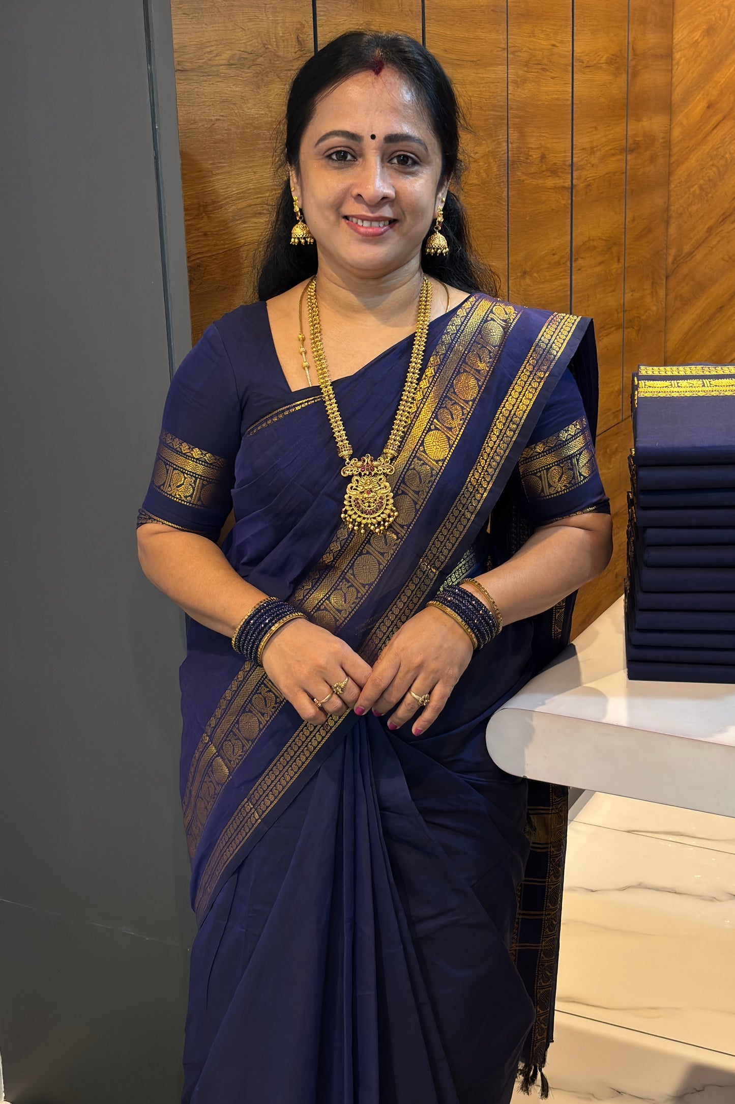 Meenakshi -Premium Kanchi Cotton Saree– Royal Blue | MCK106