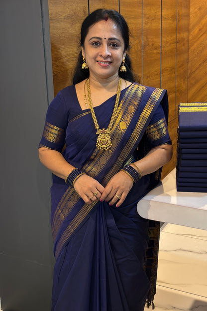 Meenakshi -Premium Kanchi Cotton Saree– Royal Blue | MCK106