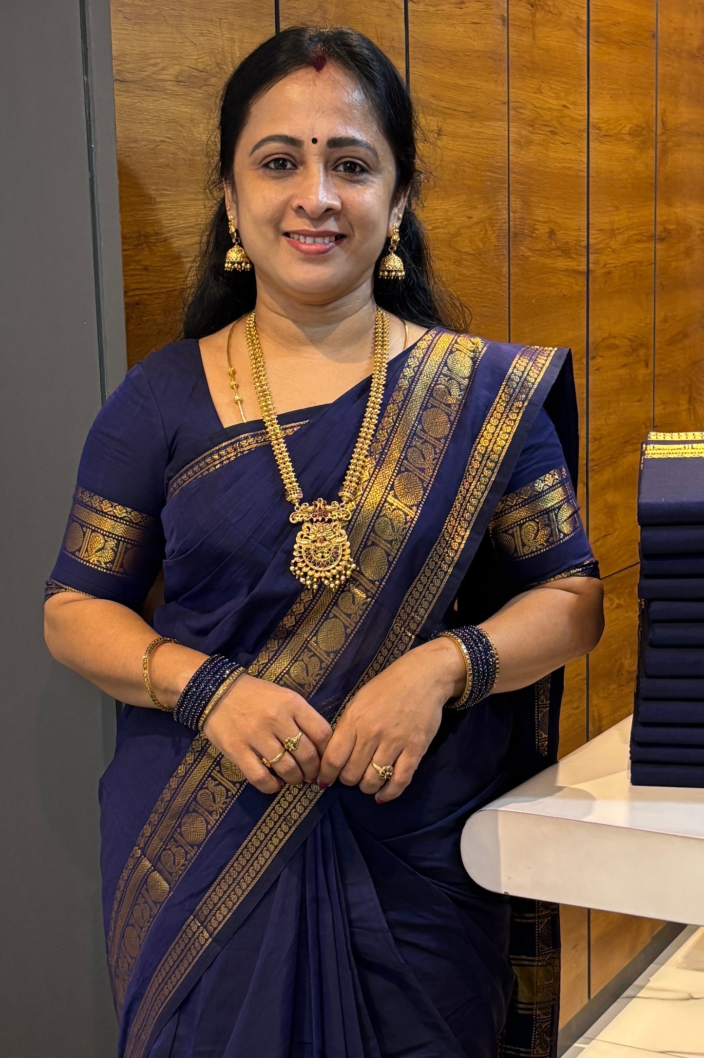 Meenakshi -Premium Kanchi Cotton Saree– Royal Blue | MCK106