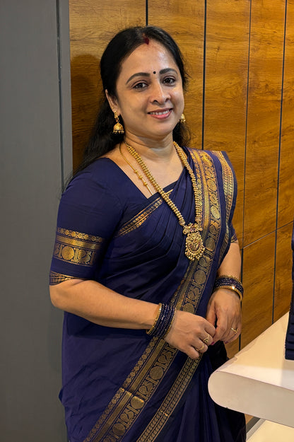 Meenakshi -Premium Kanchi Cotton Saree– Royal Blue | MCK106