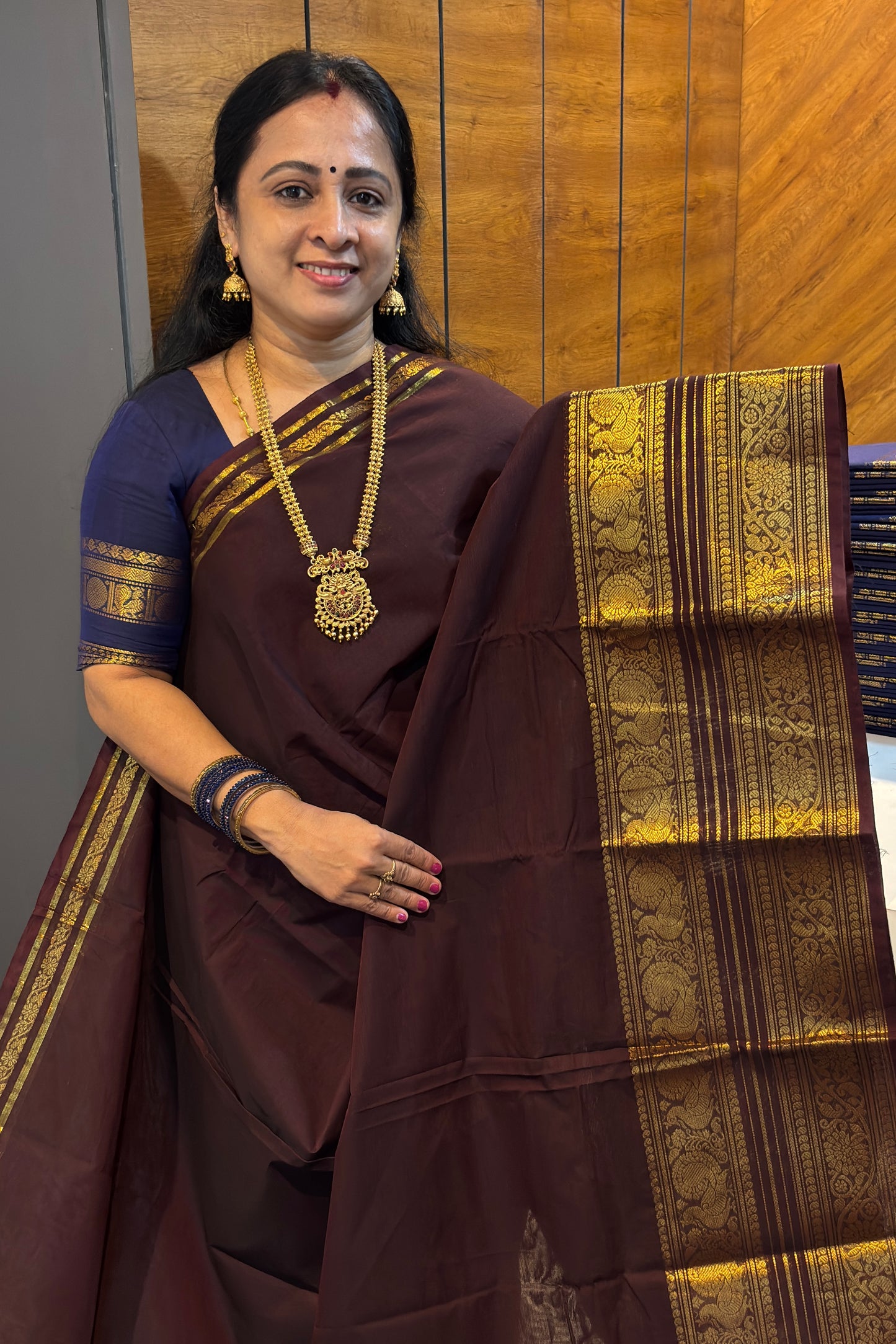 Meenakshi -Premium Kanchi Cotton Saree - Coffee Brown| MCK109