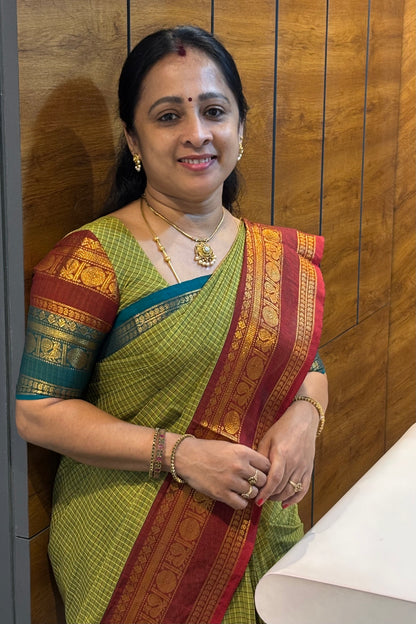 Meenakshi -Kanchi Cotton | Korvai Checks GJ | MCK23