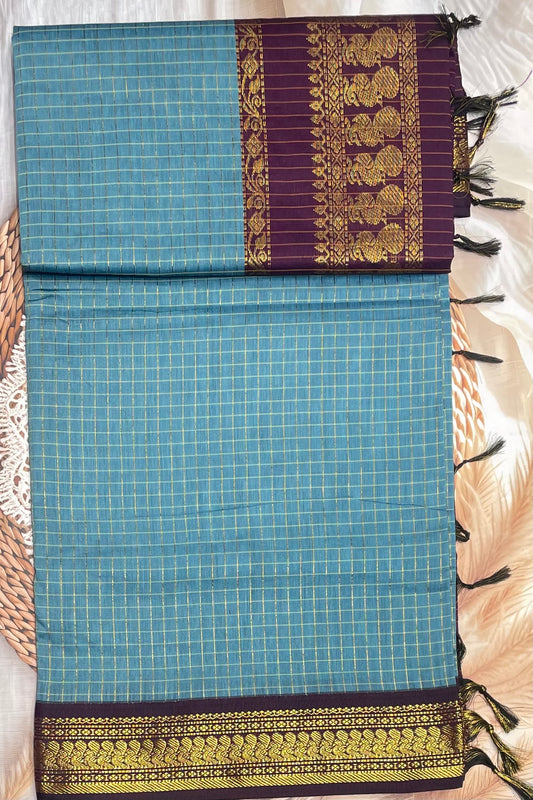 Kalyani Cotton Checks |Anandha Blue with Purple |KCCH20