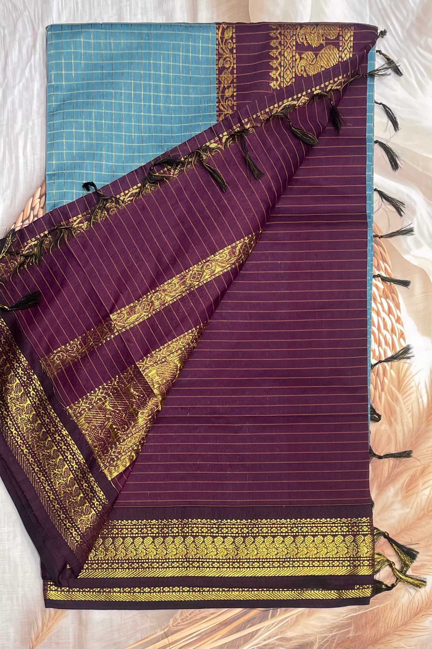 Kalyani Cotton Checks |Anandha Blue with Purple |KCCH20