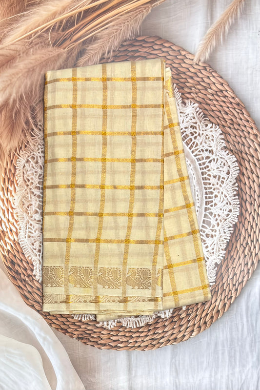 Madurai  Sungudi Cotton Sarees | Cream | SC02