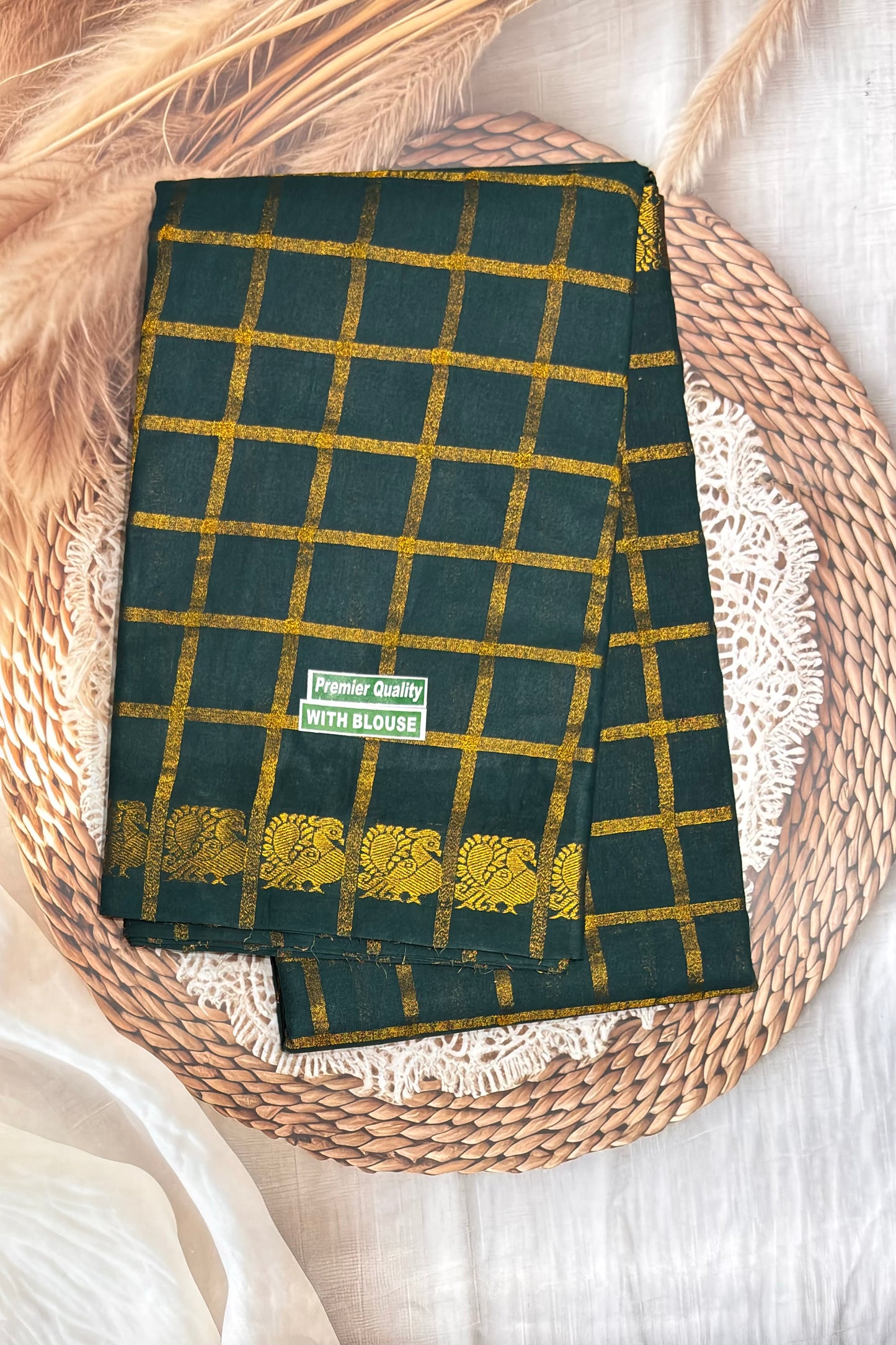 Madurai  Sungudi Cotton Sarees | Bot Green| SC04