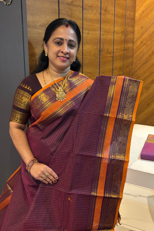 Meenakshi -Kanchi Cotton | Korvai Checks| MCK41