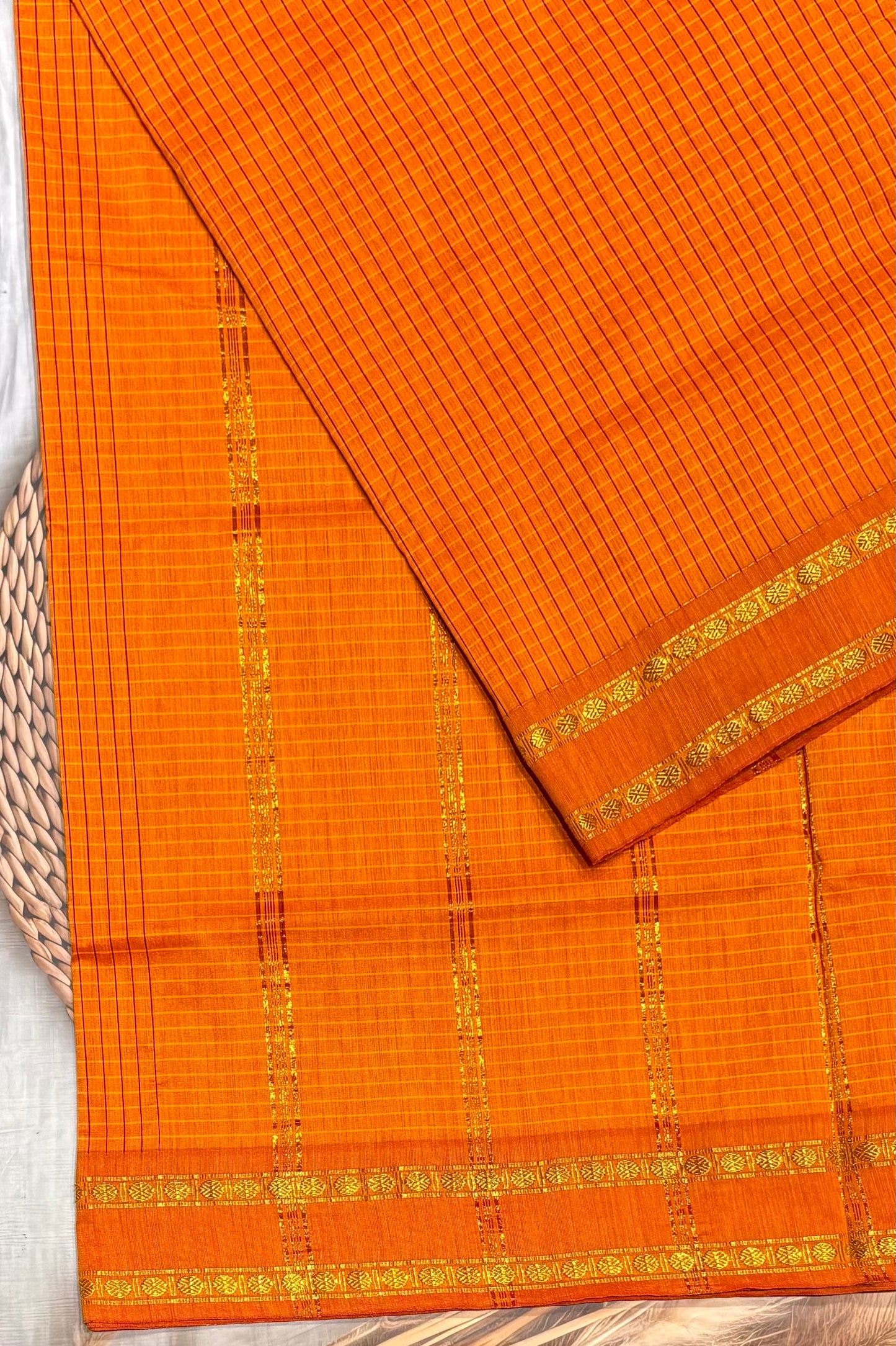 Premium Gadwal Cotton Saree – Vintage  Checks With Rettapet Border | Mango Yellow | MGC08