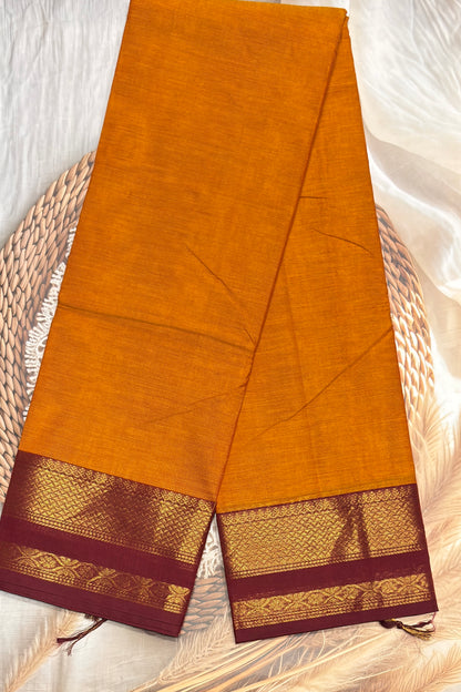 Meenakshi - Kanchi  Cotton | Mango Yellow with Maroon| MCK40