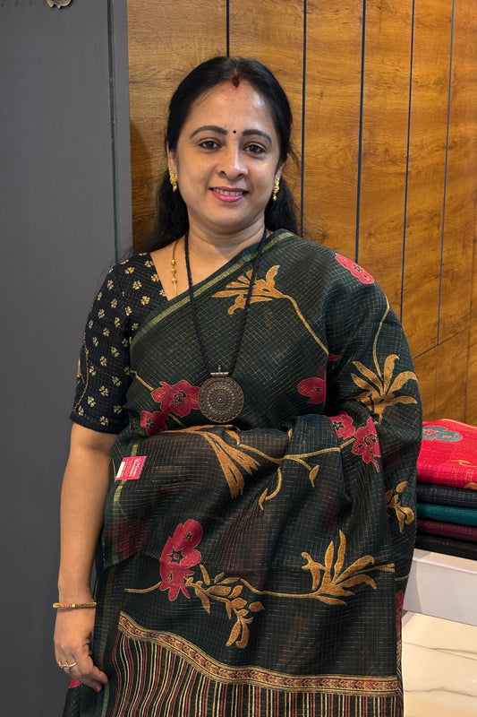 Kota Tussar Silk | Bottle Green | MBLE19