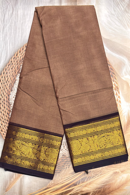 Meenakshi -Premium Kanchi Cotton Saree - Dark Gold | MCK120