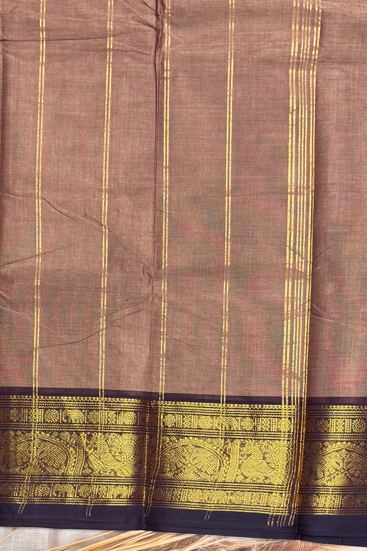 Meenakshi -Premium Kanchi Cotton Saree - Dark Gold | MCK120