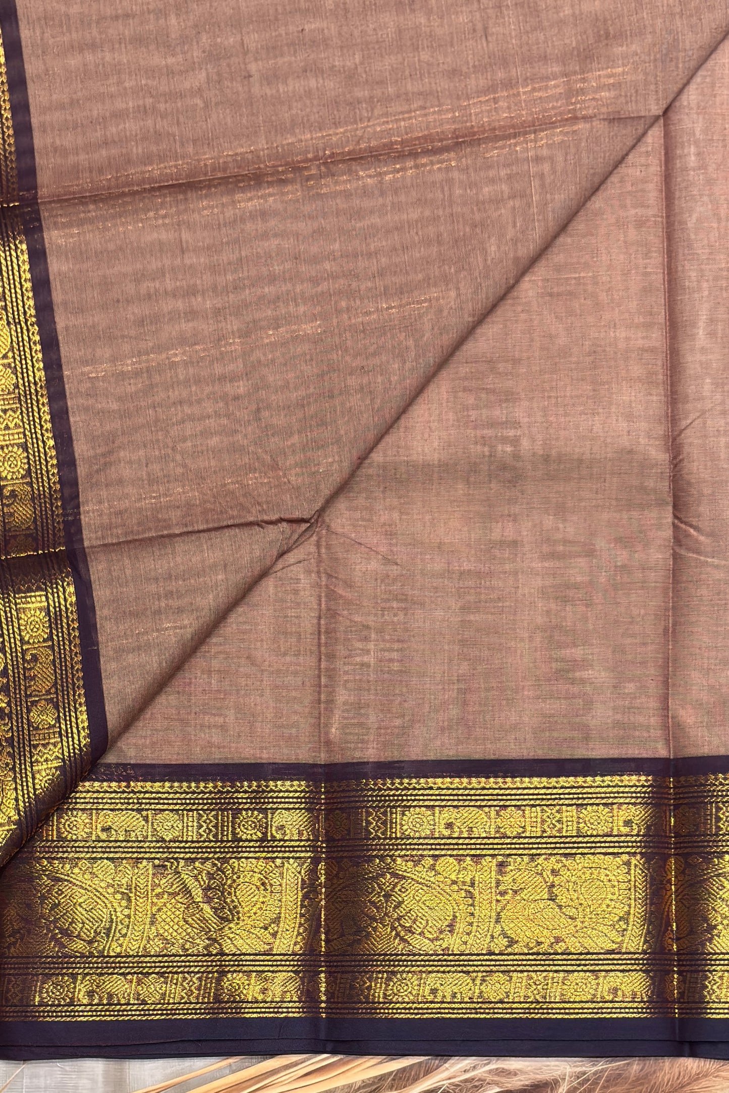 Meenakshi -Premium Kanchi Cotton Saree - Dark Gold | MCK120