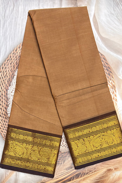 Meenakshi -Premium Kanchi Cotton Saree - Gold | MCK121