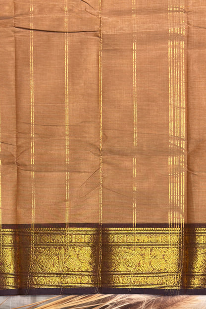 Meenakshi -Premium Kanchi Cotton Saree - Gold | MCK121