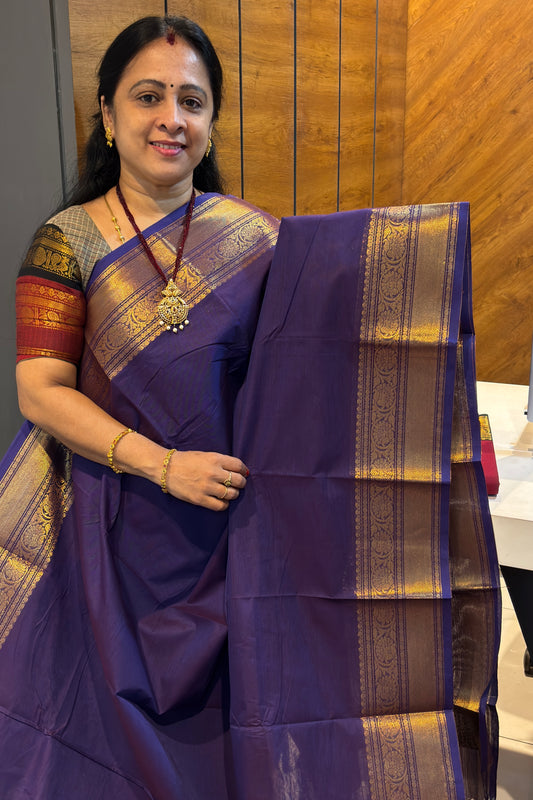 Kanchi Cotton Plain Saree | Violet | MBLE26