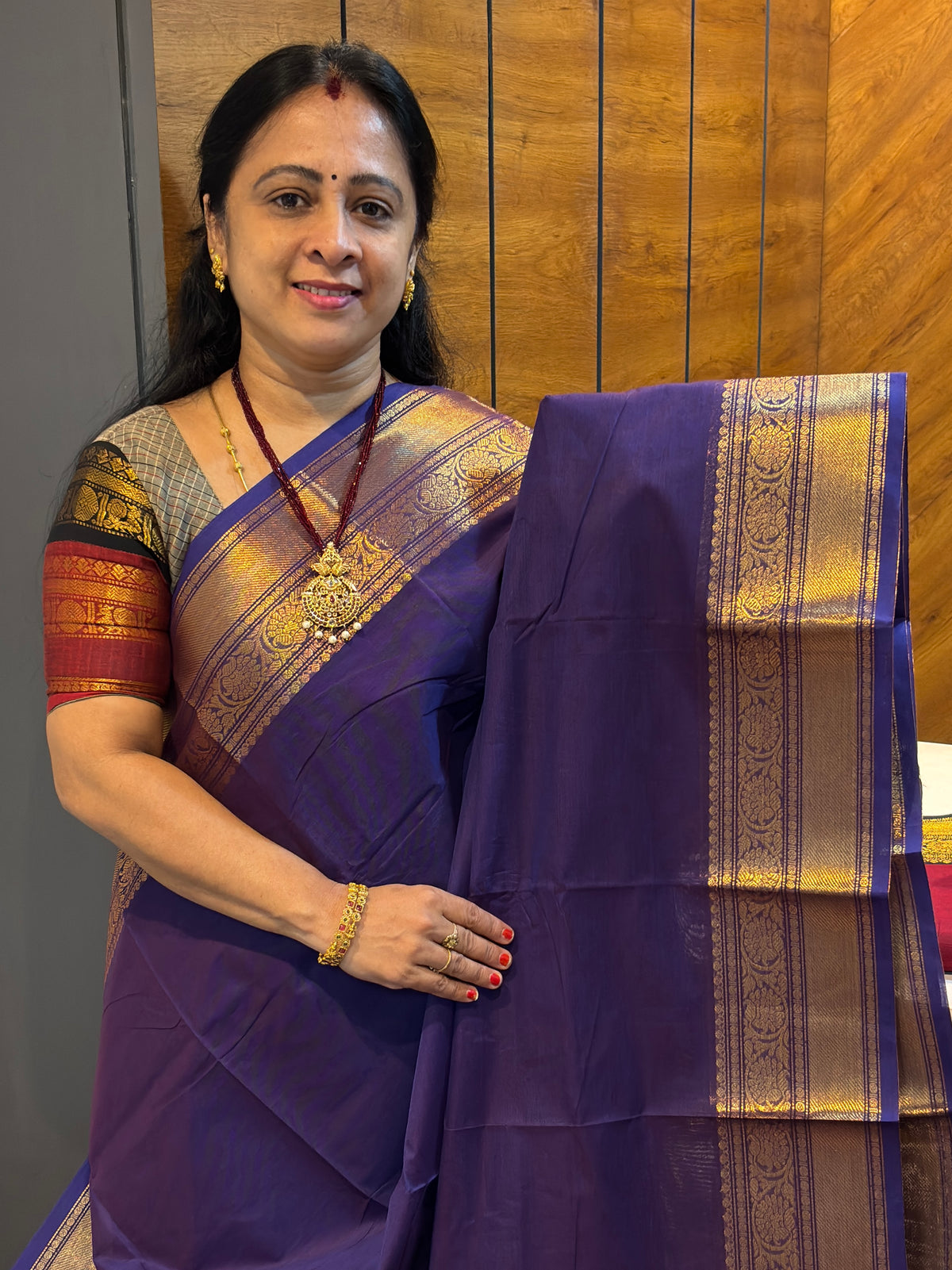 Kanchi Cotton Plain Saree | Violet | MBLE26