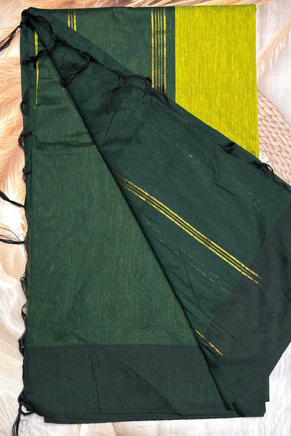 New Gen Kalyani Cotton Tower Border| Parrot Green with Green |KCSM06