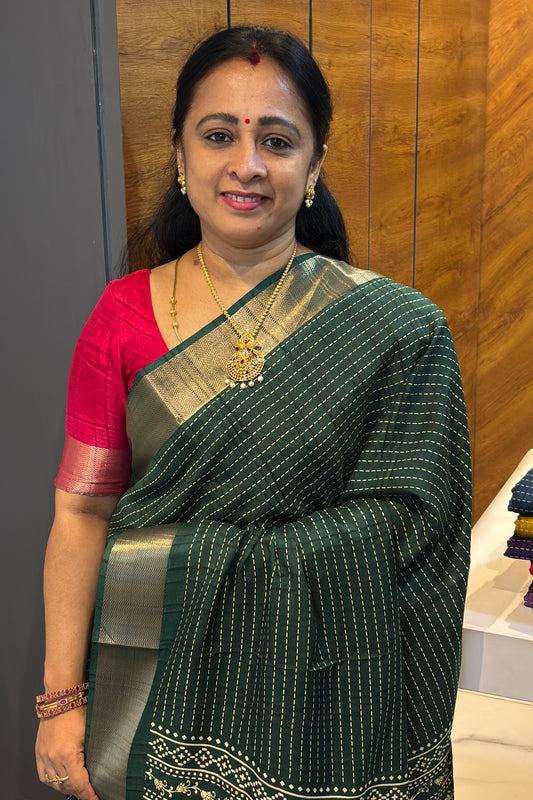 Premium Kotha Silk |Bottle Green| KG10