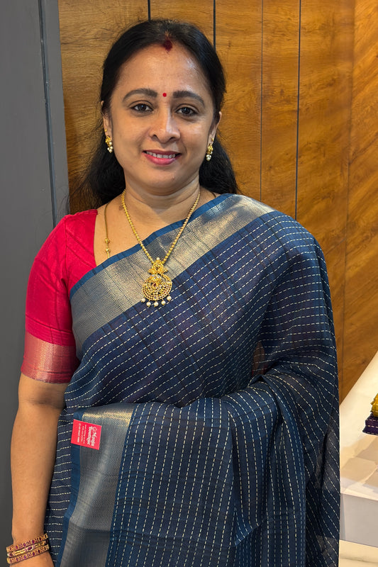 Premium Kotha Silk |Peacock Blue| KB09