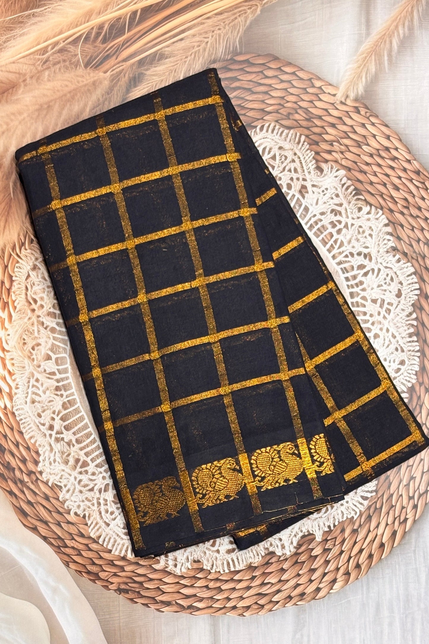 Madurai  Sungudi Cotton Sarees |Black| SC06