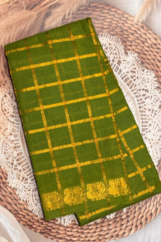Madurai  Sungudi Cotton Sarees |Meh Green| SC07