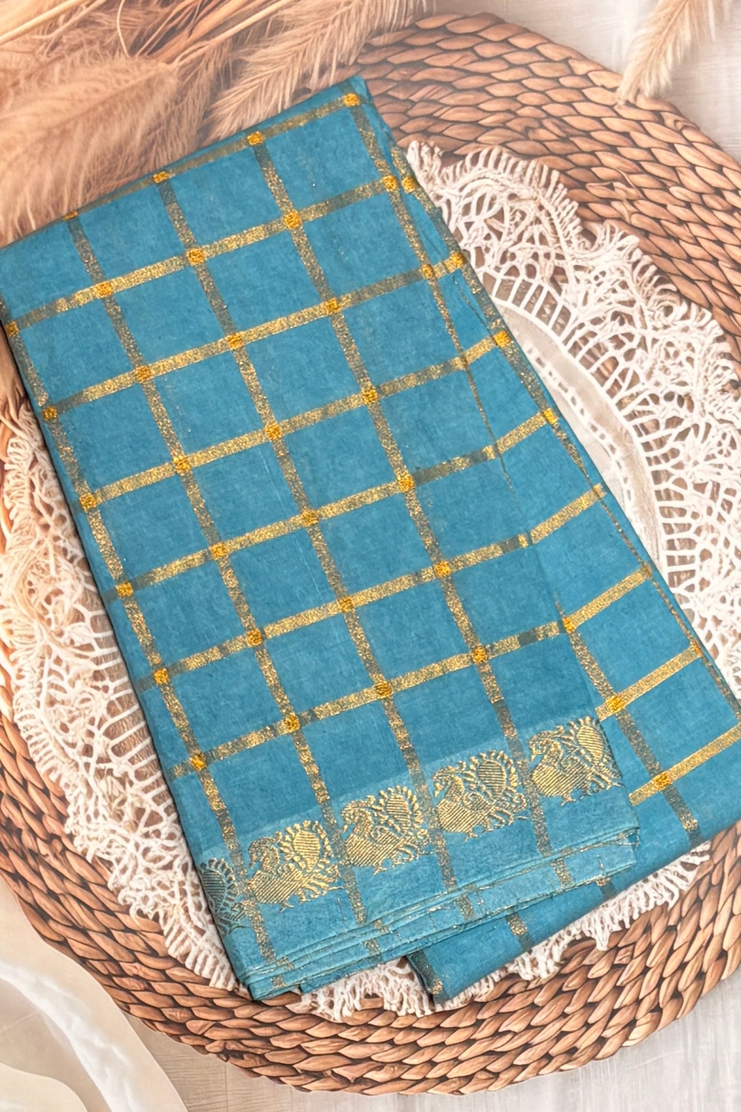 Madurai  Sungudi Cotton Sarees | Sky Nlue | SC10