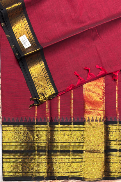 Meenakshi -Kanchi Cotton | Red With Black| MCK37