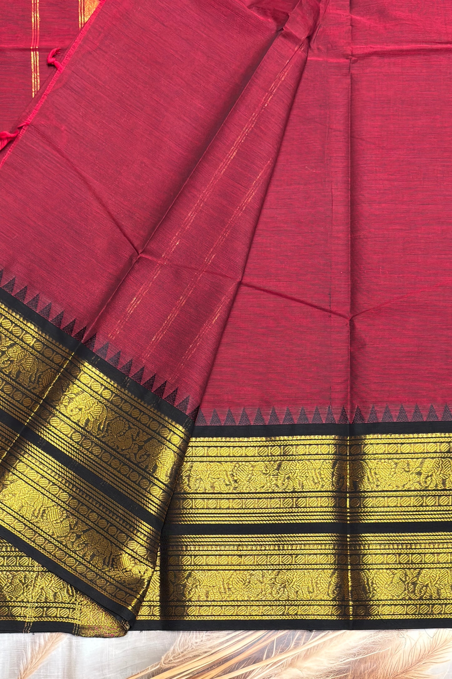 Meenakshi -Kanchi Cotton | Red With Black| MCK37