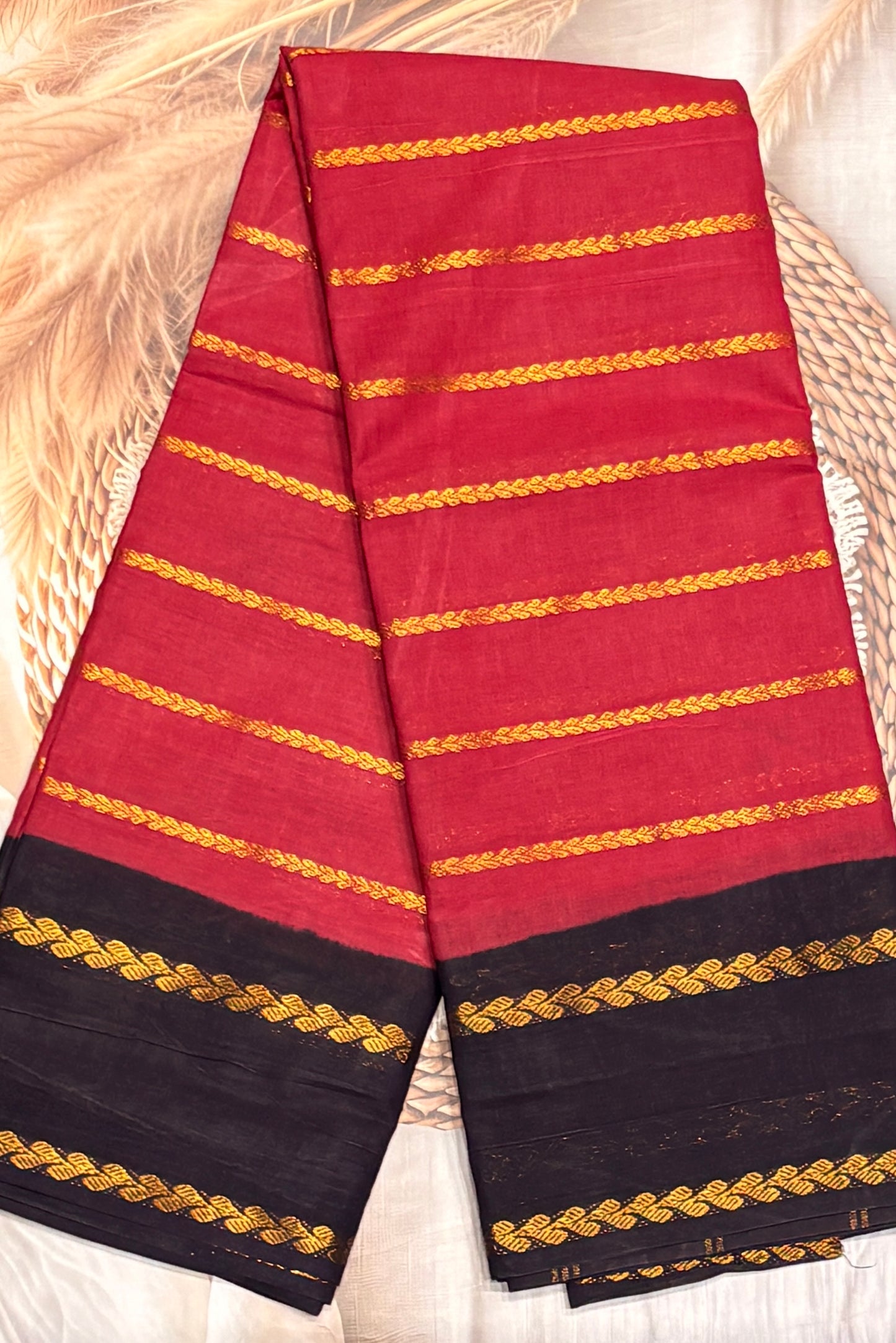 Premium Velthari Sungudi Cotton Saree  | Raspberry Pink with Dark Purple | SC27
