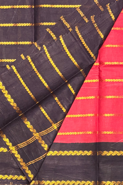 Premium Velthari Sungudi Cotton Saree  | Raspberry Pink with Dark Purple | SC27