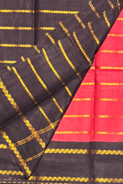 Premium Velthari Sungudi Cotton Saree  | Raspberry Pink with Dark Purple | SC27