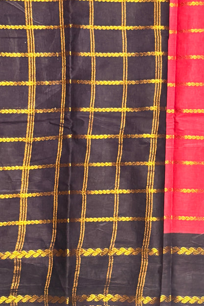 Premium Velthari Sungudi Cotton Saree  | Raspberry Pink with Dark Purple | SC27