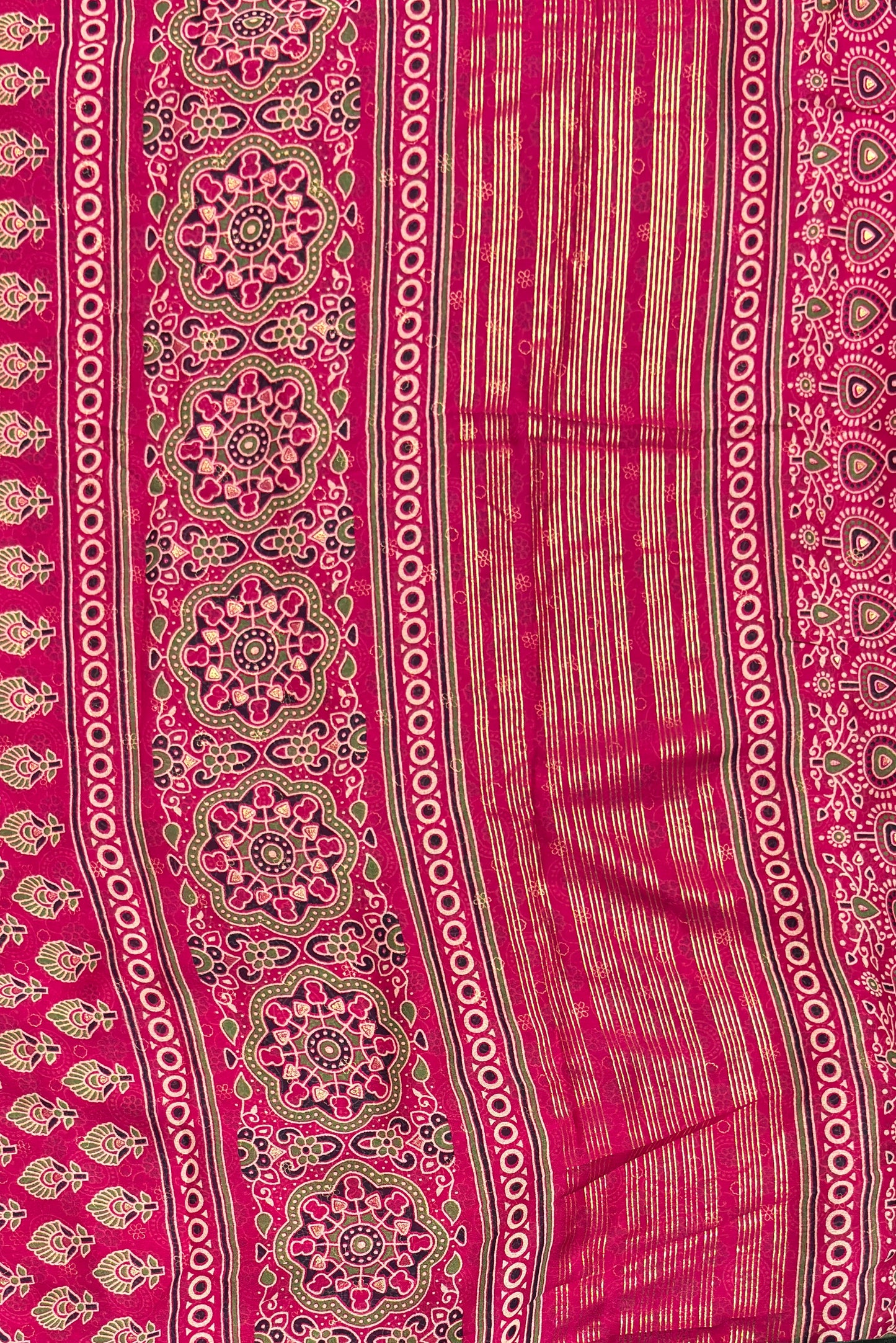 Premium Georgette Saree | Ajrak Foil | Rose | MBPG14