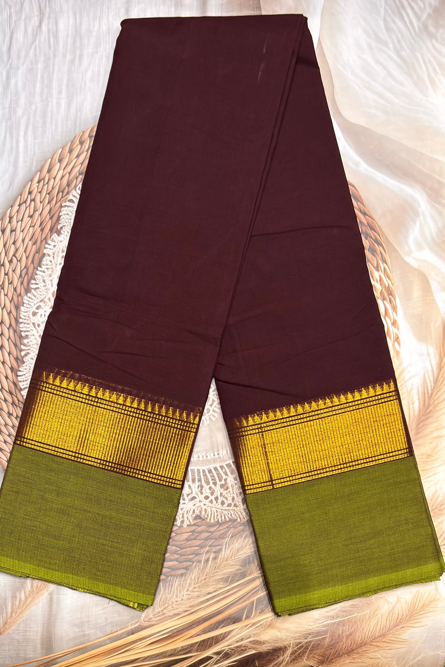 Meenakshi -Premium Kanchi Cotton Saree– VTV Inspired Deep Maroon | MCK62