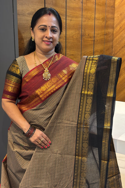Meenakshi -Kanchi Cotton | Korvai Checks GJ | MCK60