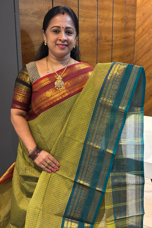 Meenakshi -Kanchi Cotton | Korvai Checks GJ | MCK23