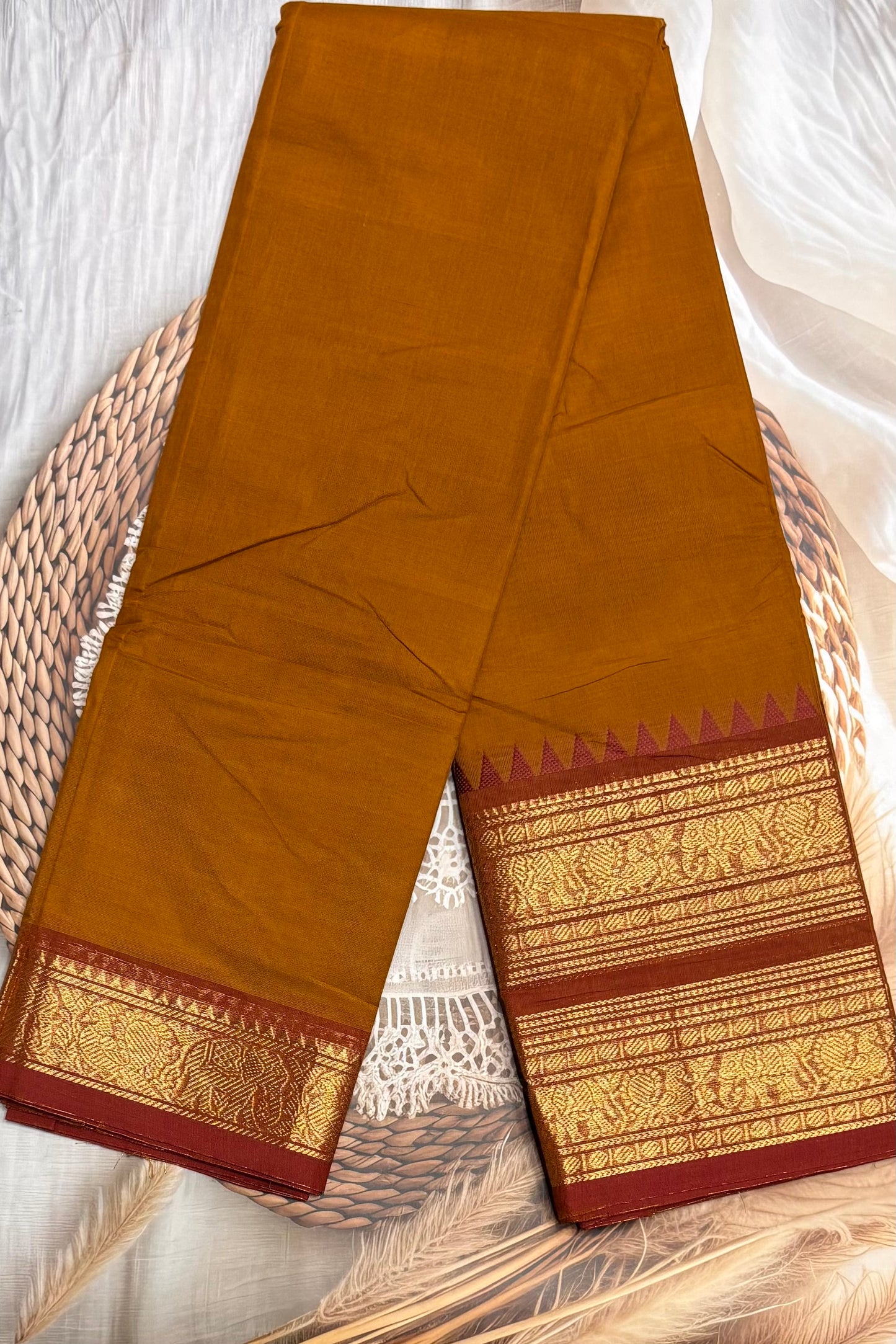 Meenakshi -Kanchi Cotton | Mustard With Black| MCK13