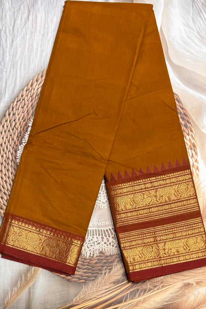 Meenakshi -Kanchi Cotton | Mustard With Black| MCK13