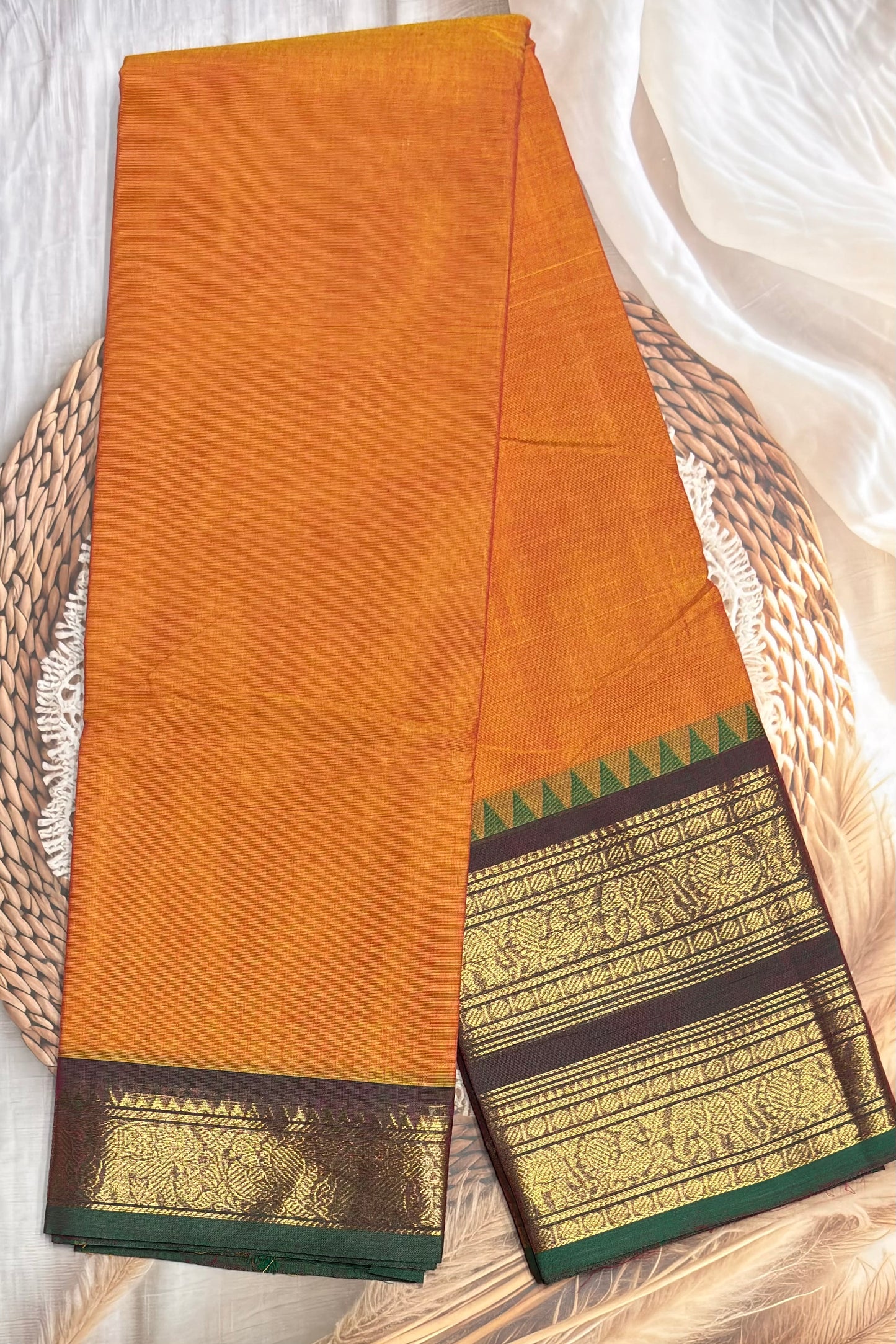 Meenakshi -Kanchi Cotton | Mustard With Black| MCK13