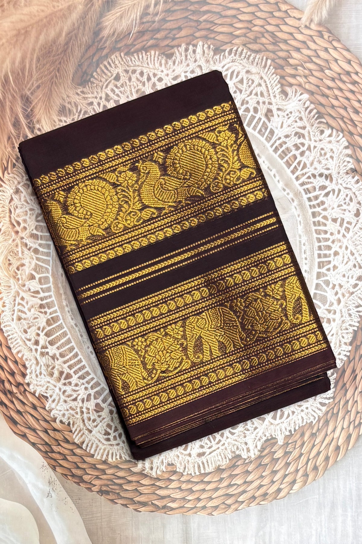 Meenakshi - Kanchi  Cotton | Coffee Brown (New Design)| MCK126