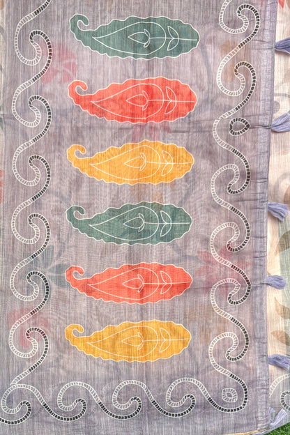 Premium Linen Cotton Saree - Pallu