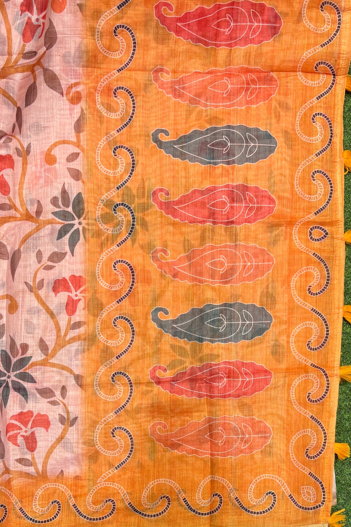 Premium Linen Cotton Saree - Pallu