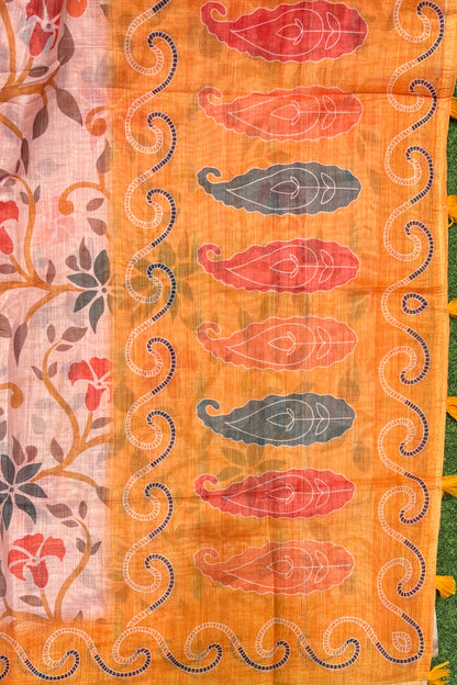Premium Linen Cotton Saree - Pallu