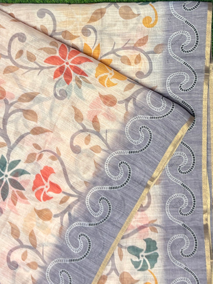 Premium Linen Cotton Saree - Model