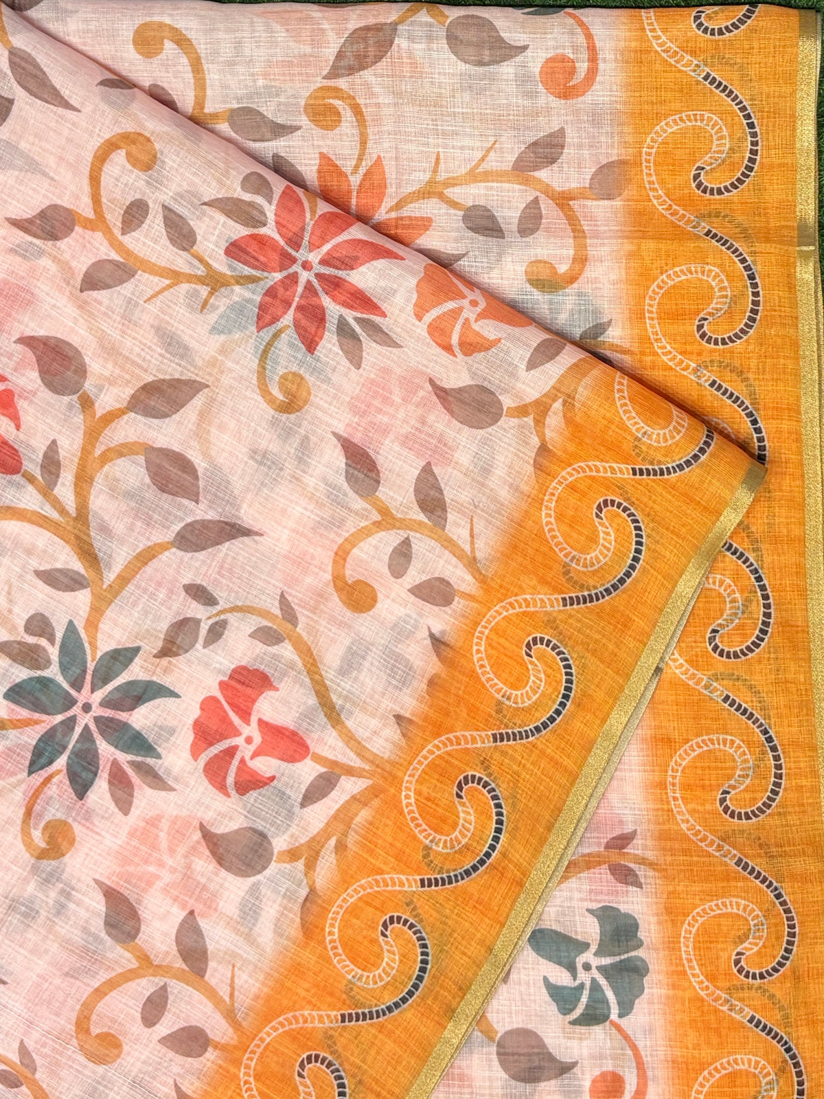 Premium Linen Cotton Saree - Model