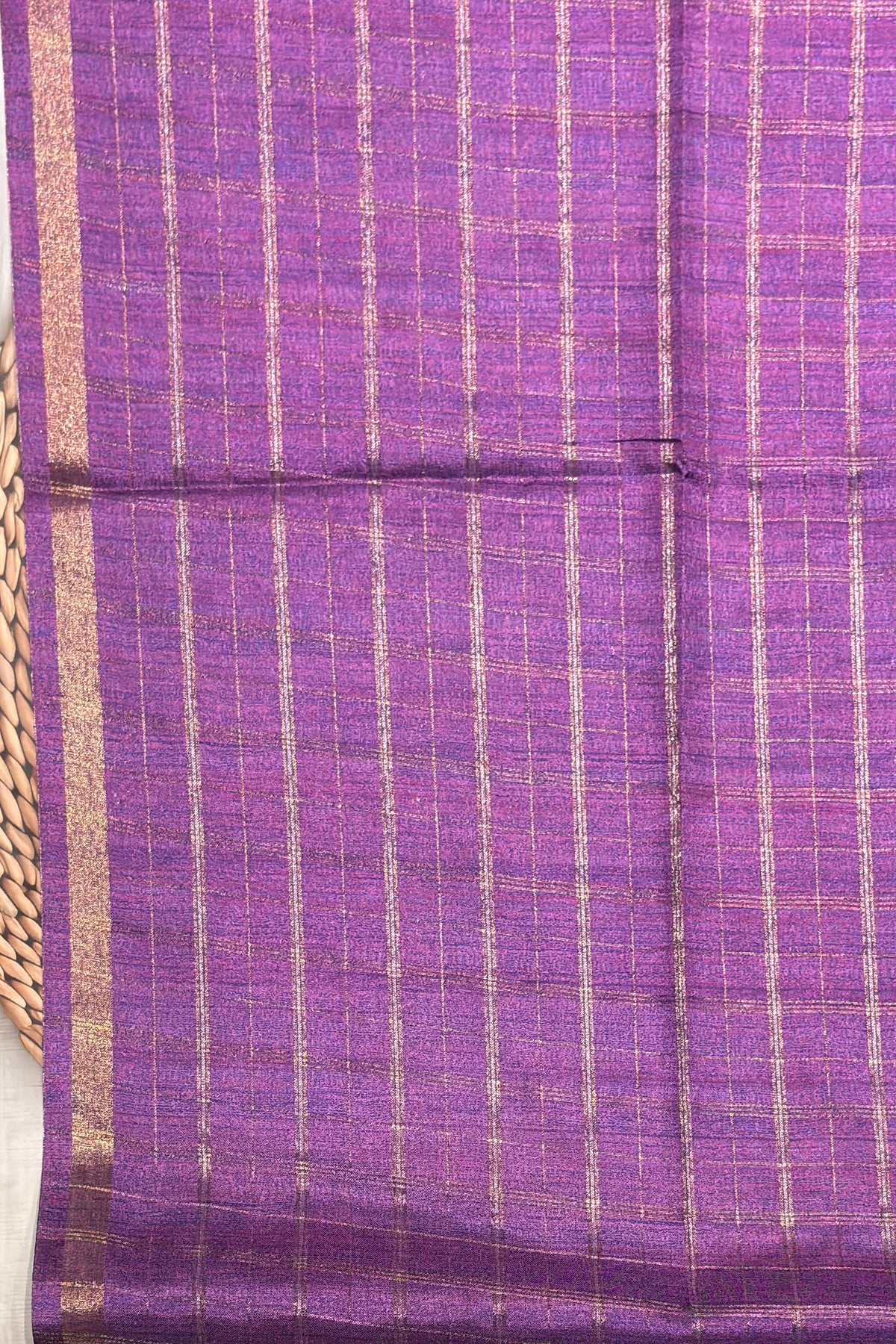 Matka Tussar Silk- Purple Dual Tone with Gold-MBSP08